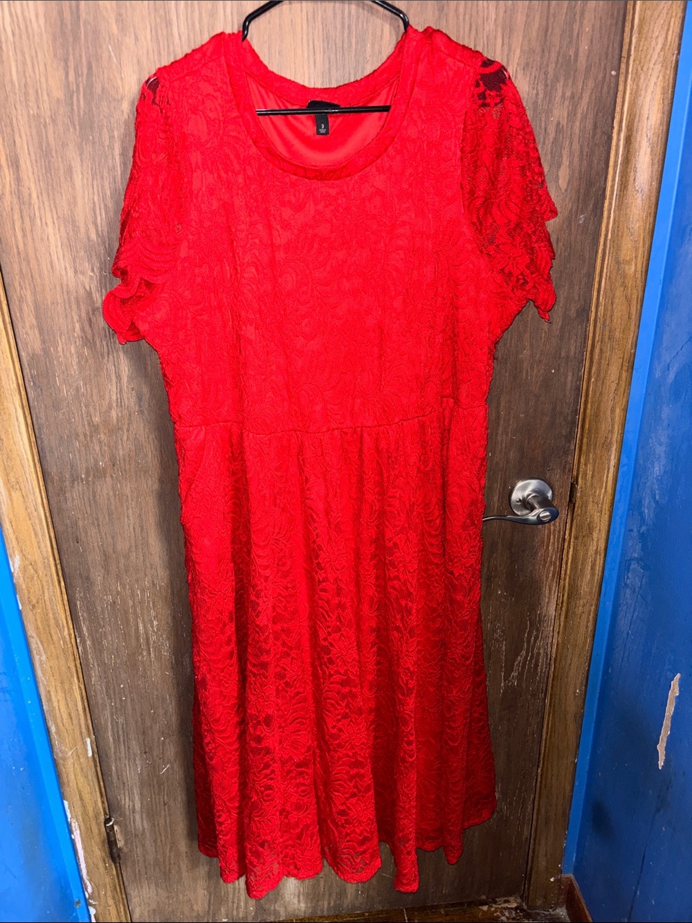 torrid Red Lace Midi Dress with Short Sleeves